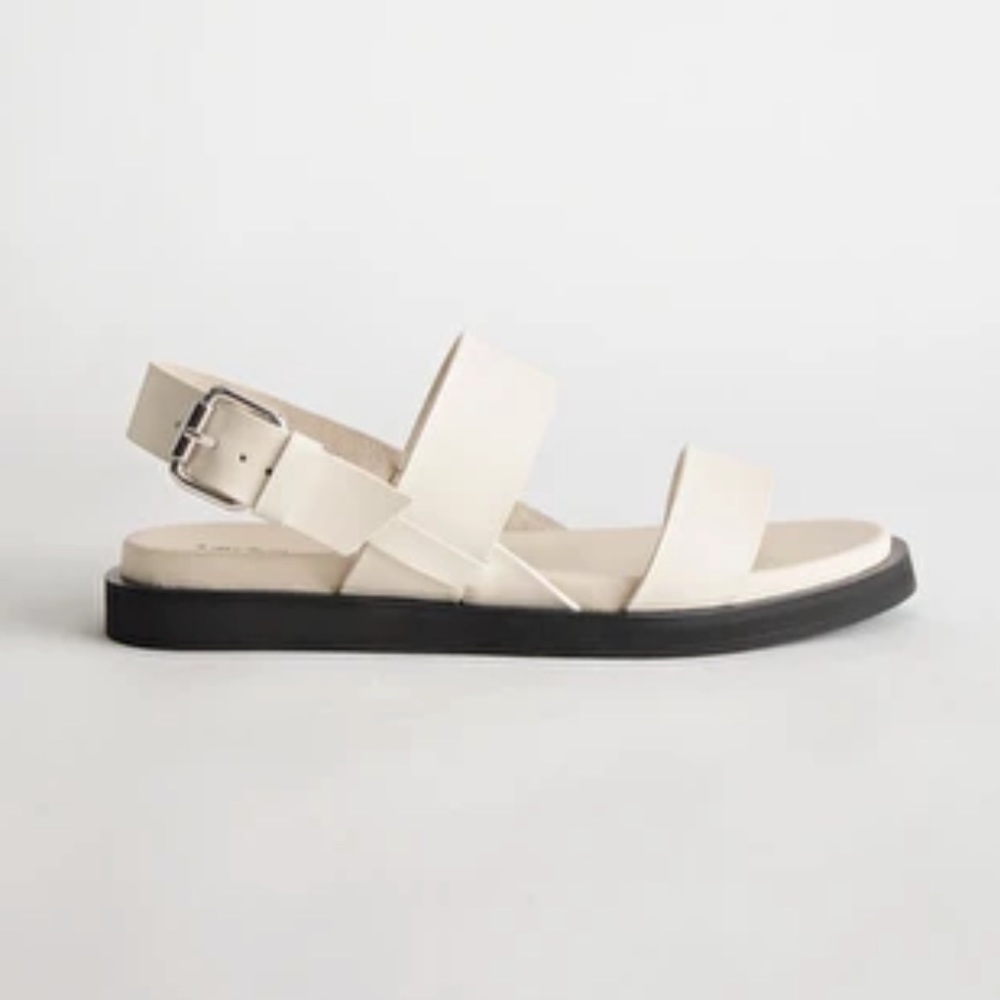 & Other Stories Diagonal Slingback Leather Sandals White Size 11.5